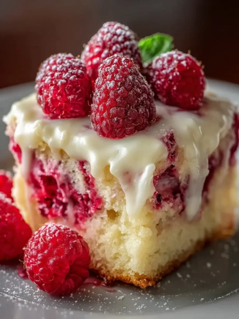White Chocolate Raspberry Poke Cake First Image