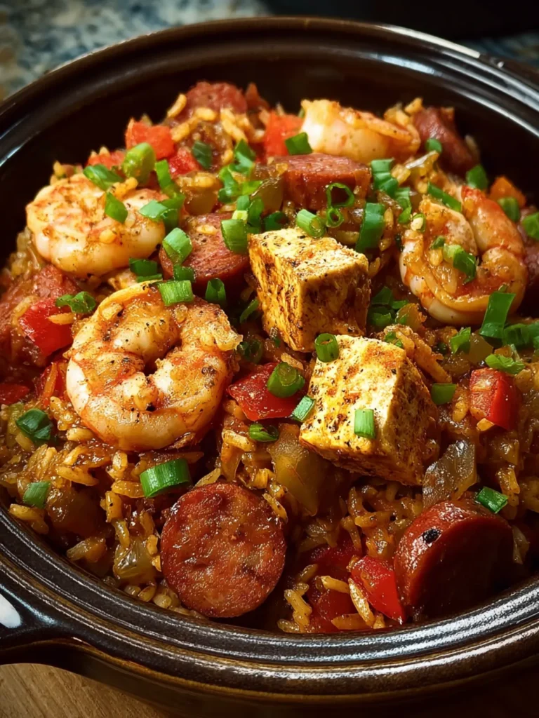 Slow Cooker Cajun Jambalaya with Chicken, Sausage & Shrimp First Image