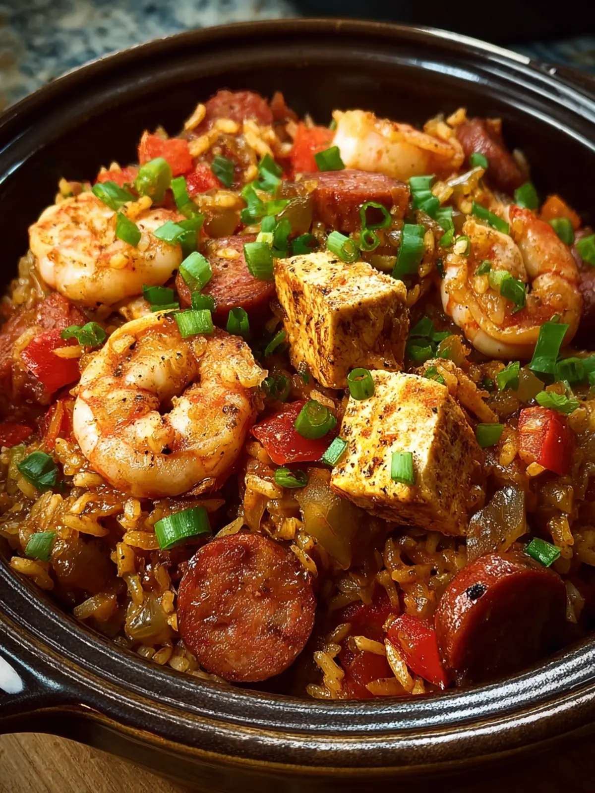 Slow Cooker Cajun Jambalaya with Chicken, Sausage & Shrimp First Image