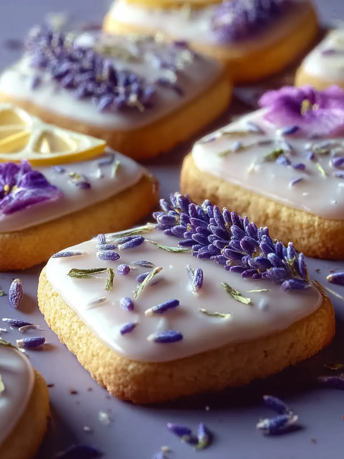 Iced Lemon Lavender Shortbread Cookies First Image