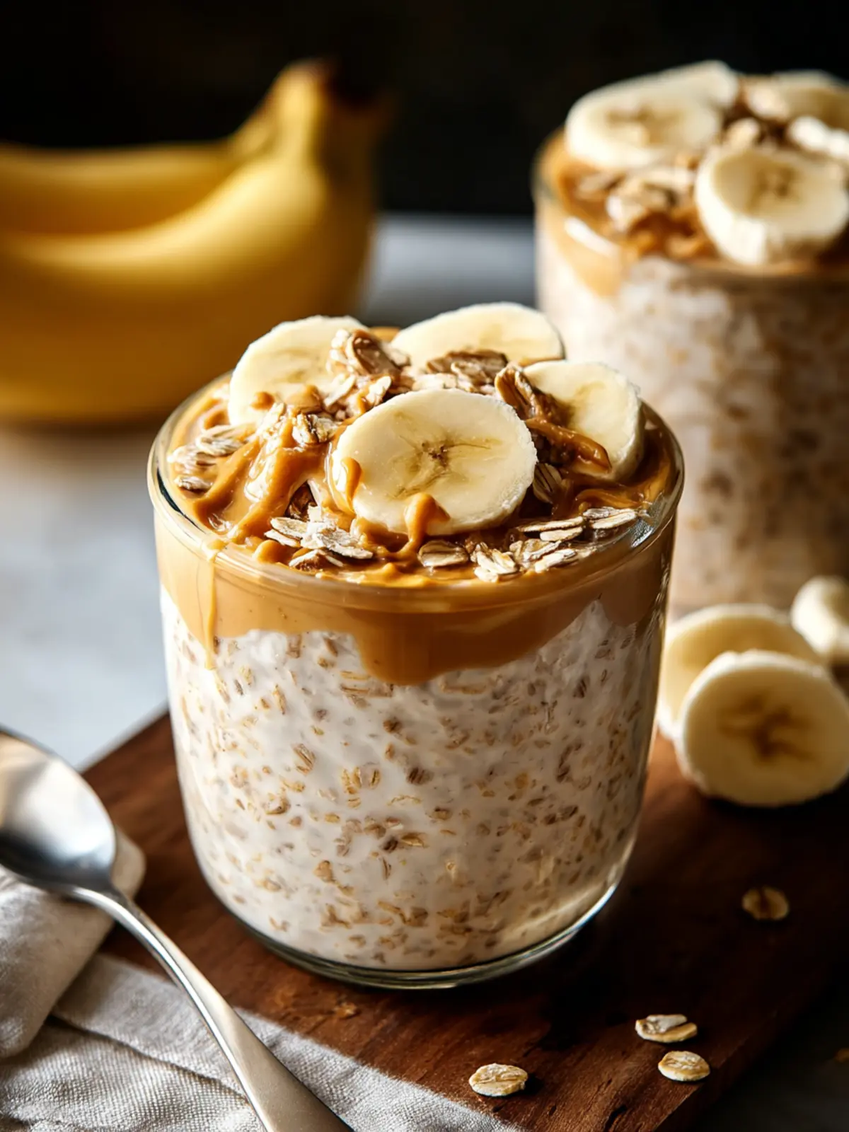 Creamy Peanut Butter Overnight Oats with Banana Recipe First Image