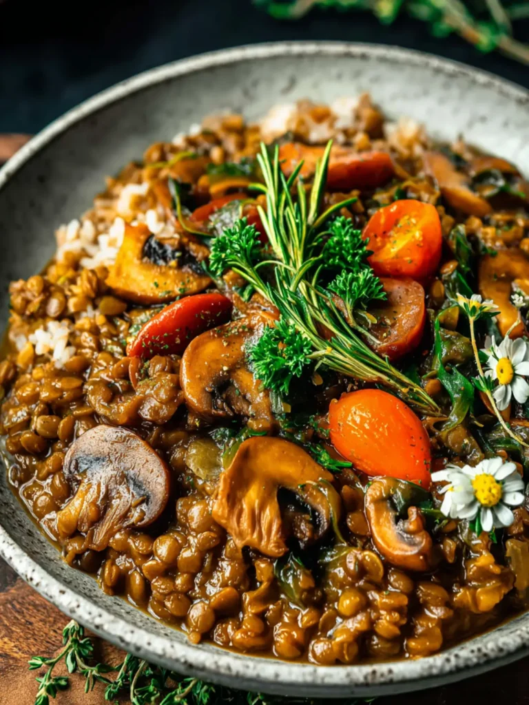 French Lentil Rice Mushroom Stew Recipe First Image