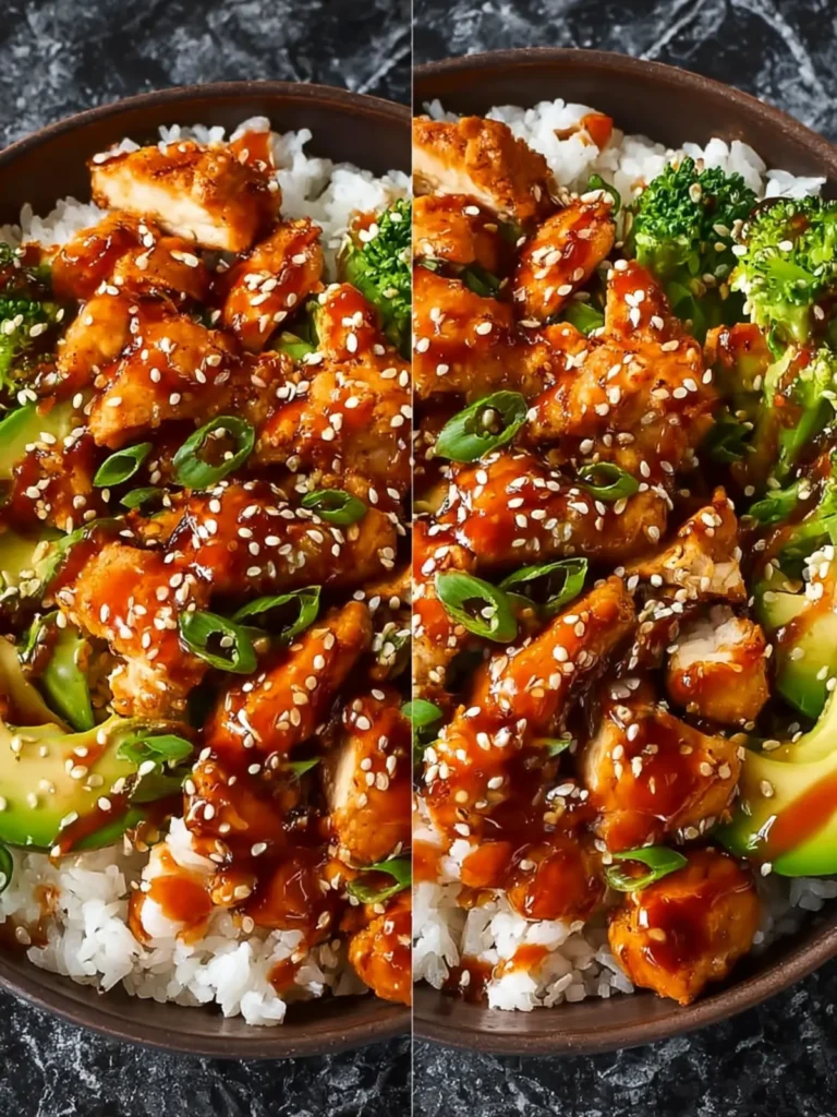 Spicy Honey-Ginger Chicken Bowls with Yum Yum Sauce First Image